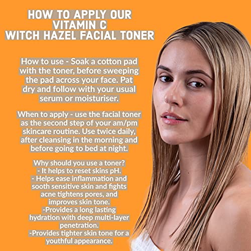 Nature Spell Witch Hazel Brightening Facial Toner with Vitamin C, Pumpkin Seeds, Aloe Vera & Rose Water, Alcohol Free Formulation, for All Skin T