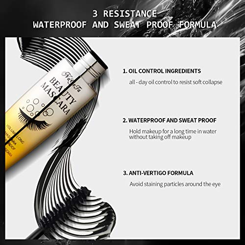 Mimore 4D Silk Fiber Lash Mascara Waterproof Mascara Black Waterproof, Luxuriously Longer, Thicker, Voluminous Eyelashes, Advanced Smudge-proof F