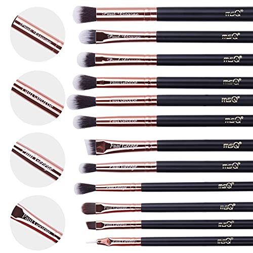 MSQ 12pcs Pro Smoky Eye Makeup Brushes Set, Synthetic Eyeshadow Brushes Eye Makeup Brush Set Concealer Eyebrow Eyeliner Eyeshadow Blending Cosmet