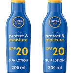 NIVEA SUN Protect & Moisture Sun Lotion SPF 20 (200 ml), Suncream with Vitamin E, Provides 48 Hour Moisture and Immediate UVA & UVB Protection (P