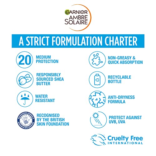 Garnier Ambre Solaire Ultra-Hydrating Shea Butter Sun Protection Cream SPF20, Hydrating Medium Sun Protection Lotion SPF20 200 ml