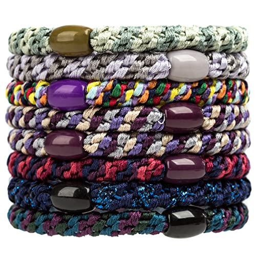GYGYL 8Pcs Black Hair Ties for Women Girls, Elastics Hair Bands Ponytail Holders for Thick Hair, No Damage No Crease Hair Elastics
