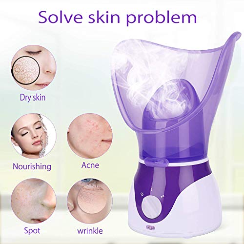 Facial Steamer,VOUM Face Steamer for Facial Deep Cleaning Home Facial Sauna Spa Sinuses Humidifier Atomizer Warm Mist Unclogs Pores Unisex (Purpl