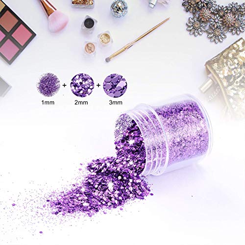DazSpirit 12pcs Chunky Glitter for Face, Body, and Hair, Glitter Festival Makeup Set - Safe for Body Hair Nail Eye Beauty Makeup Art Decorative f