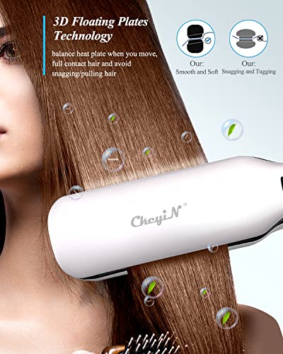 CkeyiN Hair Straightener Wide Plates, 1.8 inch Tourmaline Ceramic Flat Iron with 12-Speed Temperature LED Display, Dual Voltage 30s PTC Fast Heat