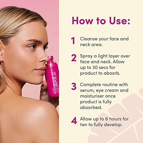 Coco & Eve Antioxidant Face Tanning Micromist. Sunless Self Tanning Face Mist with Antioxidants to Boost Hydration. Quick, Flawless, Streak Free