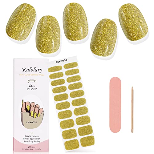 Kalolary Gel Nail Polish Strips, Semi Cured Nail Gel Art Sticker Waterproof Full Nail Wraps Decal Sets with Nail File and Stick for Women Girls N