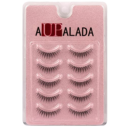 Aupalada False Eyelashes Wispy Lashes Natural Look Clear Band Lashes Pack Light Volume Soft Strip Fake Lashes 5 Pairs Multipack, Tatti lashes, Fa