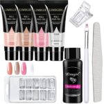 Poly Nail Gel Kit With Slip Solution,Builder Gel Nail Extension 4 Colors Set With Instructions For Begginers Nail Art French Manicure Gift