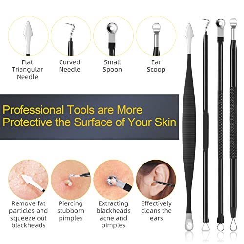 Blackhead Remover Tool Kit, IUMAKEVP 15 PCS Professional Stainless Steel Pimple Popper Comedone Extractor Tools for Removing Pimples, Blackheads,