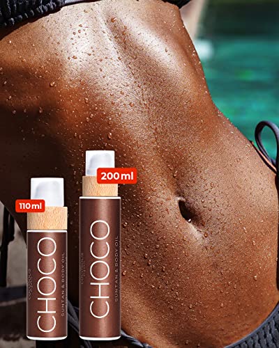 COCOSOLIS CHOCO tanning accelerator - organic oil with vitamin E & chocolate scent for a quick, intensive tan - tanning enhancer for a deep tan -