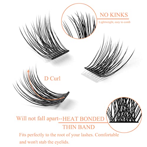 Eyelash Extension Kit at Home, Missicee 96 PCS D Curl Wide-Stem Cluster Lashes DIY Lash Extension Kit with 48 Hours Long-Lasting Cluster Lash Glu