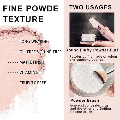 Setting Powder,Pink Face Powder,Loose Powder,Make Up Translucent Setting Powder,Loose Setting Powder With Powder Puff,Control Oil Fixing Face Pow