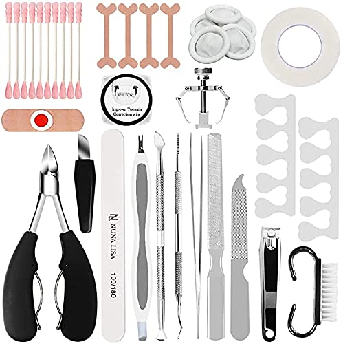 Ingrown Toenail Tool Kit, Toe Nail Nippers Set for Ingrown & Thick Nail, Surgery Grade Manicure Pedicure Tool, Nail File Lifter Pusher Corrector