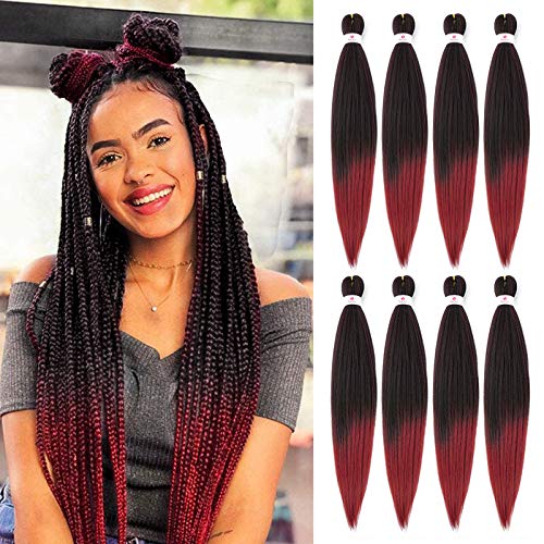 Beyond Beauty EZ Braid Pre Stretched Braiding Hair 8Packs-26inch Professional Yaki Texture Synthetic Hair(#1B)