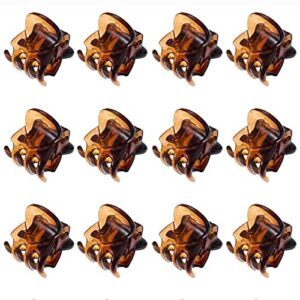 12 Pcs Mini Hair Clips Plastic Hair Accessories Clips Hair Claws Pins Clamps for Girls, Women (Brown)