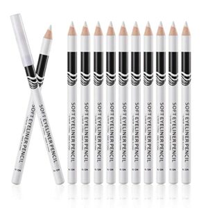 White Eyeliner Pencils, White Eye Pencils 12PCS Professional Highlighters Eyeliner Pens Eye Brightener, White Eyeliners Makeup Waterproof Pencils