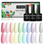 INPING Gel Polish, 10 Color MACAROON Soak Off UV Gel Nail Polish DIY Nail Art Salon Manicure Kit for Starter, 8ml/0.27oz, Pastel