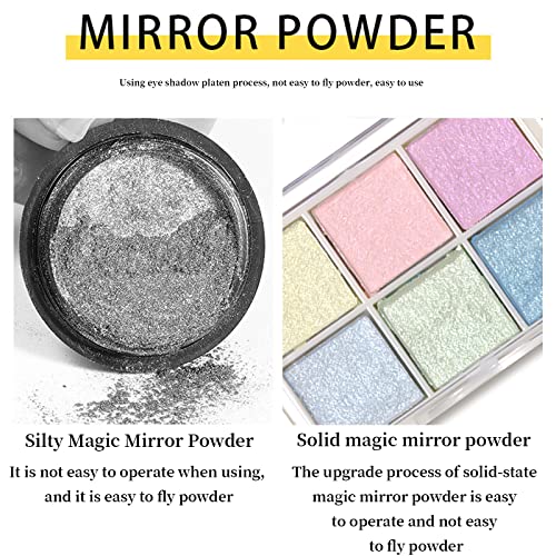 Chrome Nail Powder,6 Color Mermaid Neon Nail Glitters Powder Gel Polish Metallic Nail Art Pigment Powder Set with Nail Sponge Brushes for Nail Ar