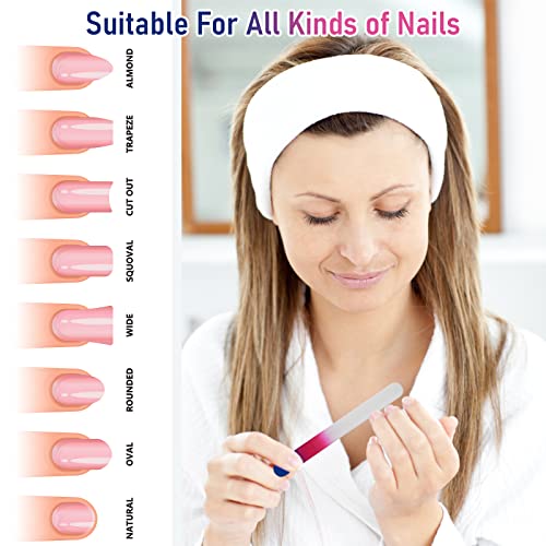 Cobee 4 Pcs Glass Double Sided Nail File, Fingernail Files and Cuticle Pusher Crystal Nail Files Double-Sided Etched Fingernail Glass Nail Files