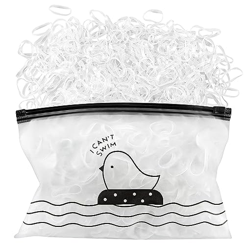 ILamourCar Elastic Hair Bands, 500pcs Clear Hair Elastic Bands, Hair Elastics with 10 Hairpin, Small Hair Bands for Kids Hair, Braids Hair, Weddi