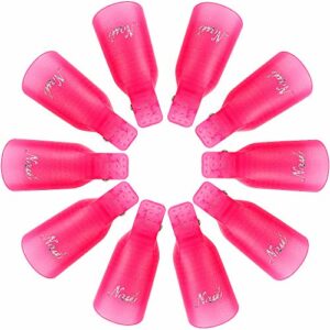 10 PCS Set Nail Polish Remover Clips Acrylic Gel Polish Clips Gel Polish Remover Nails Art Gel Cap for Toenail & Finger UV Gel Polish Removal (Ro