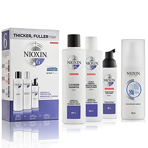 Nioxin 3-Part System, System 6, Chemically Treated Hair with Progressed Thinning Scalp & Hair Treatment