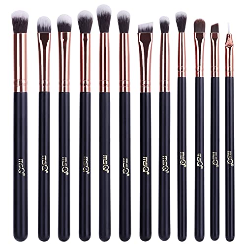 MSQ 12pcs Pro Smoky Eye Makeup Brushes Set, Synthetic Eyeshadow Brushes Eye Makeup Brush Set Concealer Eyebrow Eyeliner Eyeshadow Blending Cosmet