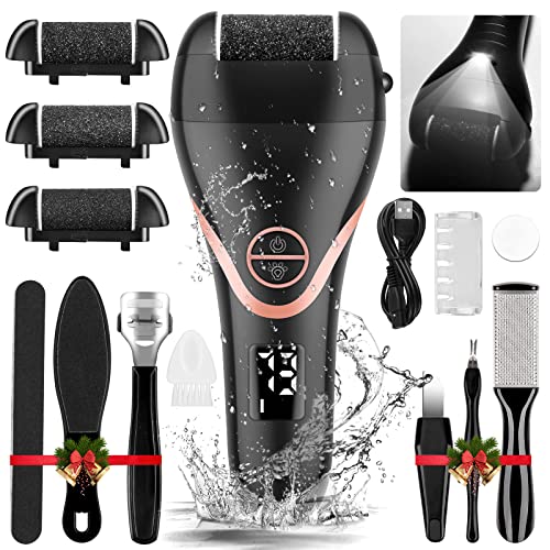Electric Foot File, Hard Skin Remover, Norbase Professional Rechargeable Callus Remover Feet Care Pedicure Set 15 in 1 Foot File for Dry Dead Ski