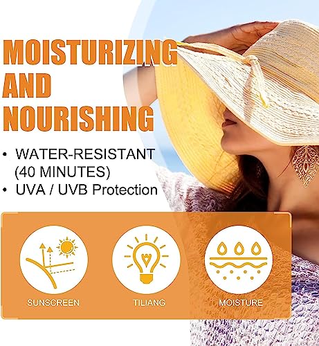 Sun Shield Body Glow SPF 50,Gold Glitter Sunscreen,SPF 50 UV Protection Sheer Sunscreen,Sweat and Water Resistant Sunscreen,Protection Hydrating