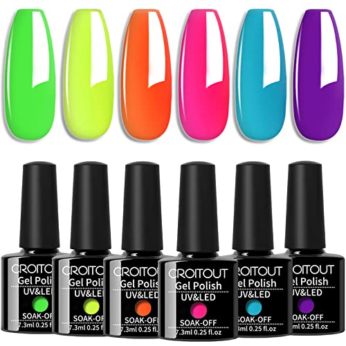 Croitout UV Gel Nail Polish Set, Shellac Nail Gel Polish Colours Set, Sock Off Gel Nail Polishes Set, Polish Gel Nail Kit for Home DIY Manicure N