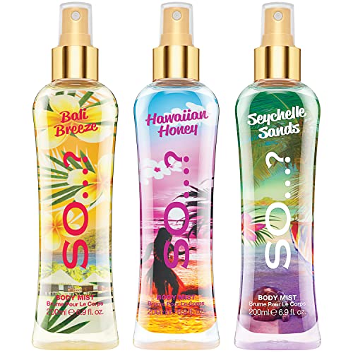 So…? Summer Escapes Womens Bali Breeze, Ibiza Dreams, Mykonos Nights Body Mist Mixed Fragrance 200ml Bundle (Pack of 3)