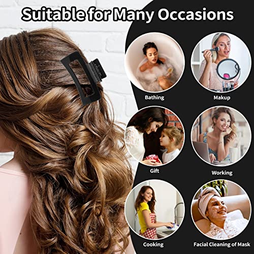Lusofie 6PCS Black Hair Clips, Large Hair Clips for Thick Hair Black Claw Clips Matte Non Slip Jaw Clips Flower Banana Butterfly Claw Clips Hair