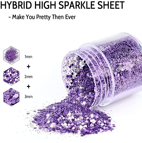 DazSpirit 10pcs Chunky Glitter for Face, Body, and Hair, Glitter Festival Makeup Set - Safe for Body Hair Nail Eye Beauty Makeup Art Decorative f