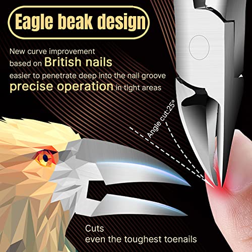 Nail Clippers for Thick Nails Heavy Duty,Ingrown Thick Toenails Scissors with Nail File(4 Pcs Set)