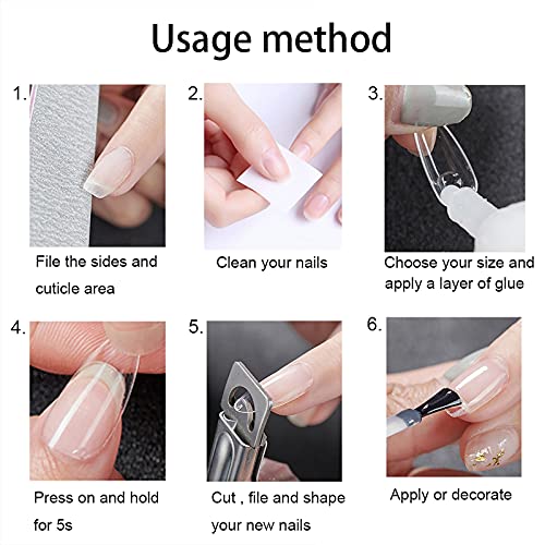 Almond Shaped Nail Tips 500Pcs Clear Acrylic Medium Nails Full Cover with Case for DIY Nail Art, 10 Sizes
