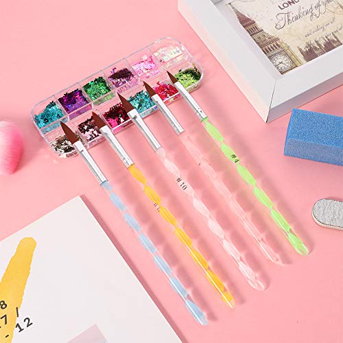 Bohoman 17 Pcs Acrylic Nail Brush,UV Gel Nail Painting Brush Nail Art Tips Builder Brush and Gel Painting Dotting Acrylic Nail Brush Pens