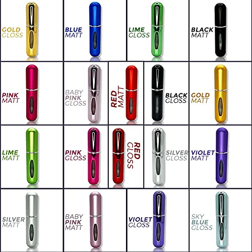 Blue Gloss Refillable Perfume Atomizer – 5 Ml Mini Empty Refill Spray Bottle, Small Portable Pocket Perfume Dispenser, Must Haves Essentials for