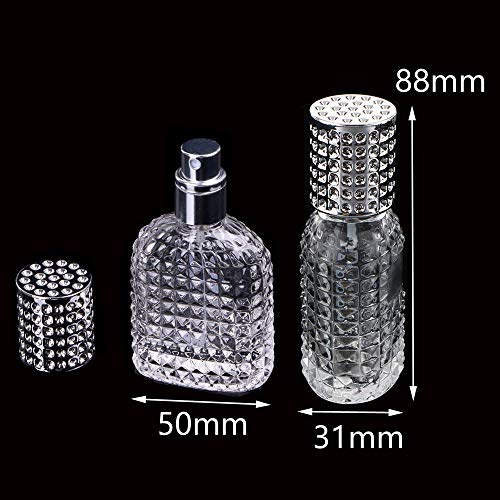 JUN-H 2 Pieces Perfume Bottle Atomizer Crystal Translucent Glass Art Empty Oval Pineapple Perfume Bottle Refillable for 30ml Travel Gift with Fil