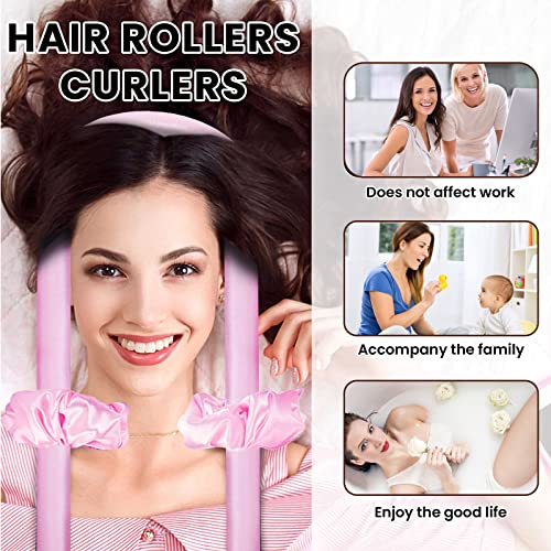 Heatless Curling Rod Headband, Heatless Hair Curling Set with Hair Clips, Scrunchie, Combs and Silk Storage Bag, Hair Curlers Lazy DIY Hair Styli
