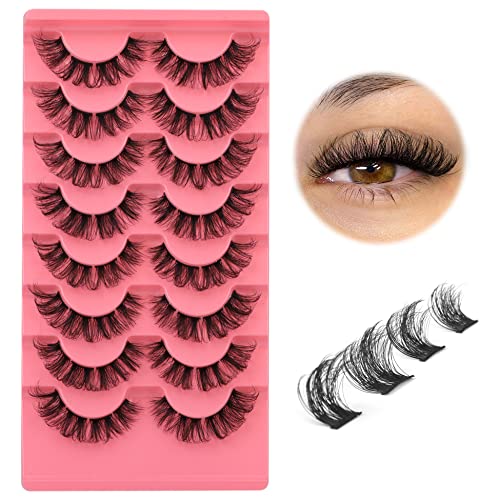 Cluster Lashes Natural Look Wispy Cat Eye Lashes Extensions Fluffy False Eyelashes Individual Lashes Strips DIY Lashes Pack Natural Lashes Cluste