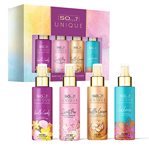 So…? Summer Escapes, Body Mist by So…? & Unique Womens Gift Sets Bundle, Body Mist Fragrance Spray (4x50ml) Pack of 3