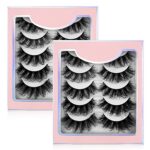 Sibba Multi-layered 5D Lashes False Eyelashes 10 Pairs Dramatic 20 mm Faux Mink Fake Lashes Pack Wispy Long Thick High Crossed Volume Fluffy Eyel