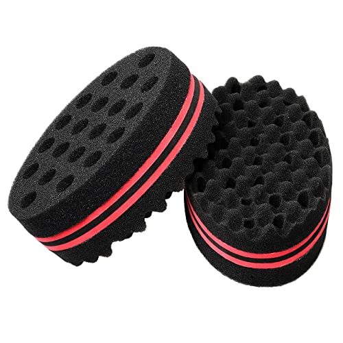 kuou 2 Pcs Hair Sponge, Curl Sponge Afro Sponge Hair Sponge for Twists and Dreads Hair Twist Sponge Curling Sponge for Afro Hair