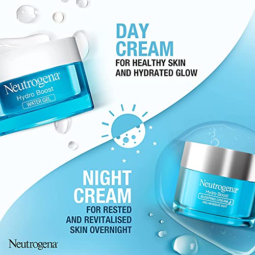 Neutrogena Hydro Boost Day and Night Hydration Regime Set for Dry Skin, Water Gel Moisturiser and Sleeping Cream, Purified With Hyaluronic Acid,