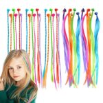 VIKSAUN 30 Pcs Kids Hair Extensions with Hair Clips, Girls' Fashion Bobby Pin Rainbow Wig, Braids Extensions Hair,Braided Hair Styling Accessorie