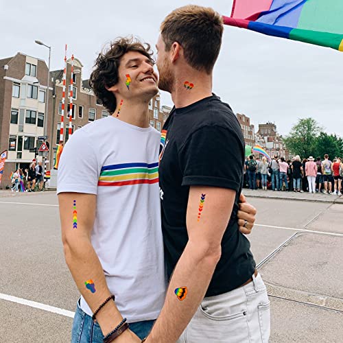 HOWAF 10 Sheets Pride Tattoo Stickers, LGBT Gay Pride Temporary Tattoos Rainbow Tattoos Stickers Waterproof Rainbow Flag Gay Pride Flag Tattoos P