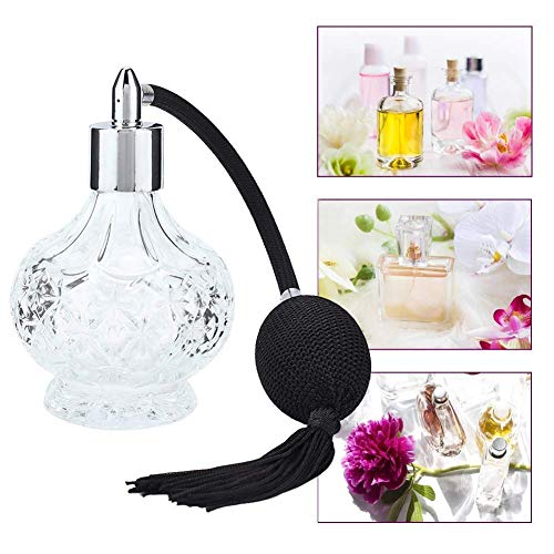 Perfume Atomizer, Vintage Perfume Bottle, Perfume Glass Spray Atomizer Crystal Art Vintage Style Reusable Empty Glass with Tassel (90ml)