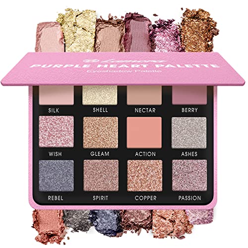 Rose Nude Pink Eyeshadow Palette - Shimmer Matte Eye Shadow Pallet With 12 Highly Pigmented Colours For Professional Everyday Make Up Looks - Tra