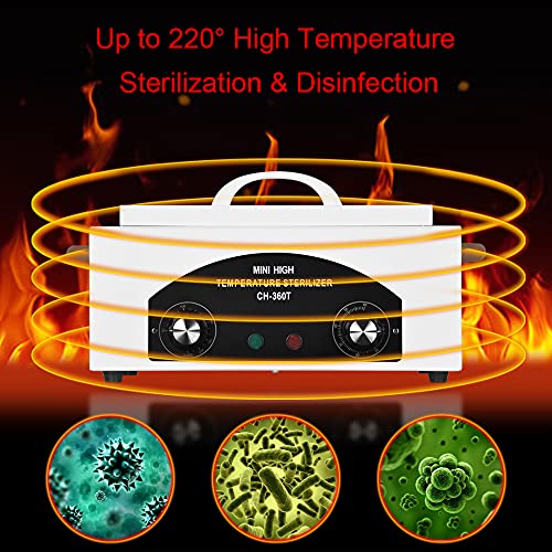 High Temperature Metal Tool Cleaning Box Dry Heat Sterilizer with Timer Manicure Pedicure SPA Salon Barber Equipment for Dentist Clinic Lab Sundr